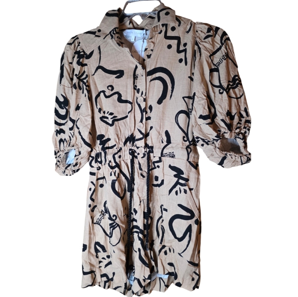 White Closet Abstract Print NWT Romper Size 8